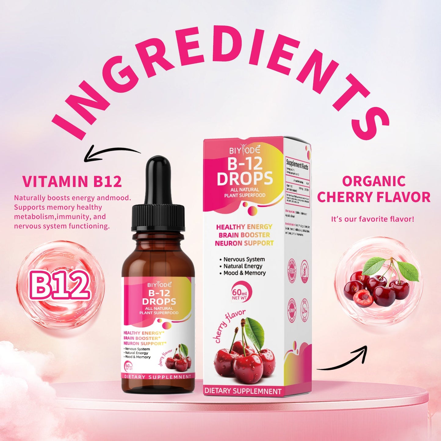 Vitamin B12 Dietary Supplement Wholesale Liquid Energy Booster Drops For Optimal Support
