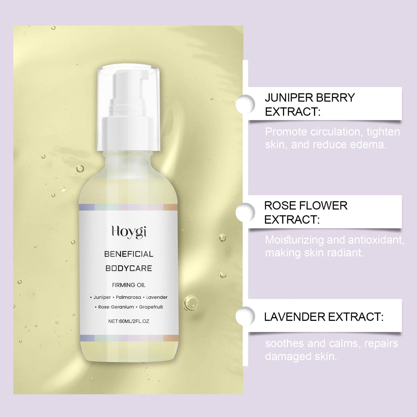 Hoygi Body Care Oil, Gentle Moisturizing, Firming And Improving Skin Elasticity Body Massage Care Essential Oil
