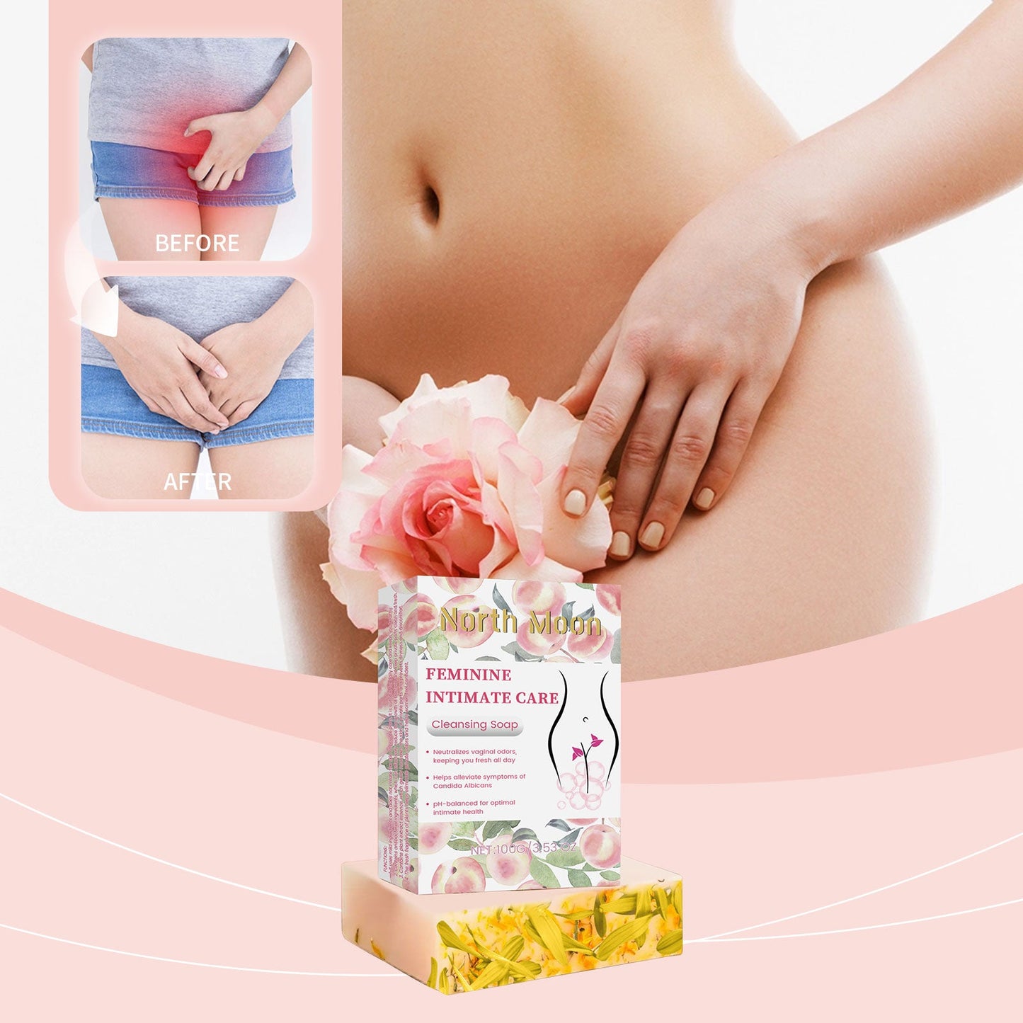 North Moon Women's Body Care Soap Gentle Moisturizing Clean Odor Refreshing Body Skin Care Soap