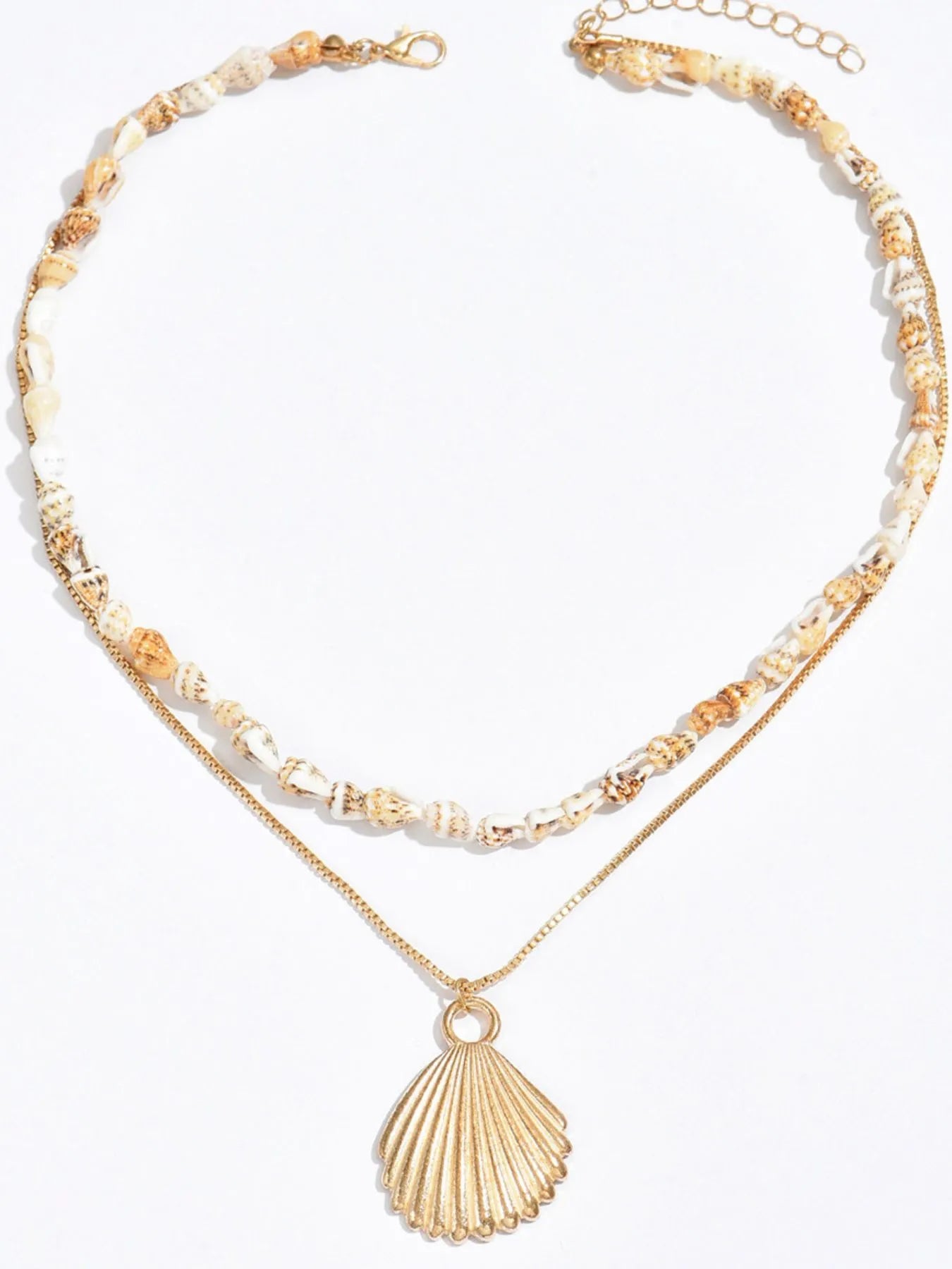18K Gold-Plated Shell Layered Shell Pendant Necklace