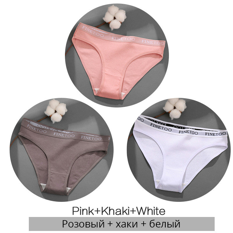 3 Pieces Set Of Women's Underwear Cotton Sexy Panties