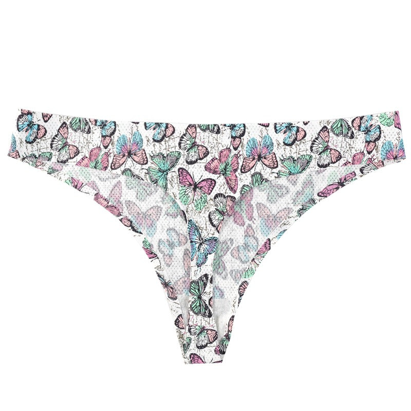 Printed Breathable One Piece Low Waist Thong Women