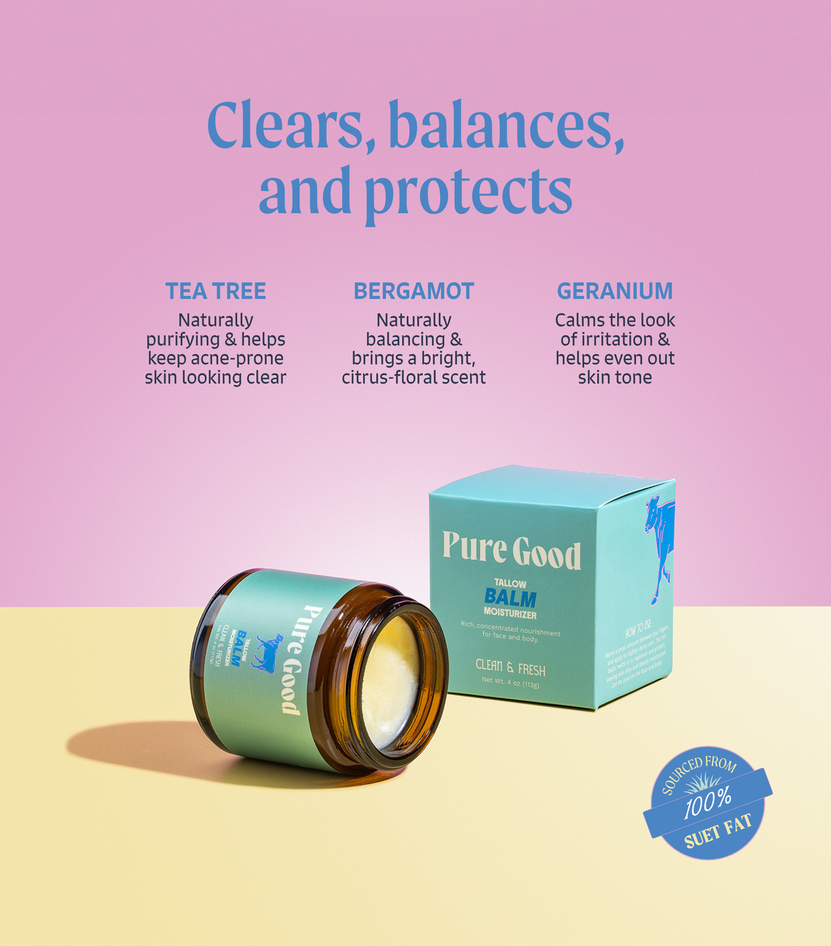Clean & Fresh Tallow Balm - Cleansing & Acne Prone Skin