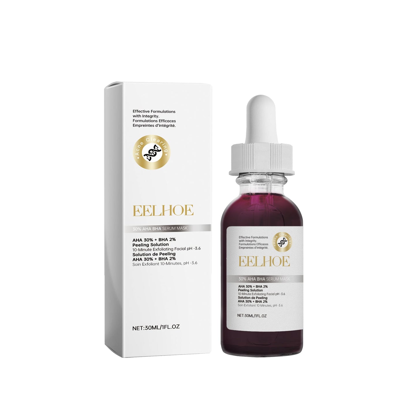 EELHOE 30% Fruit Acid Salicylic Acid Essence Mask, Gentle Skin Care, Cleansing, Moisturizing And Delicate Skin Essence