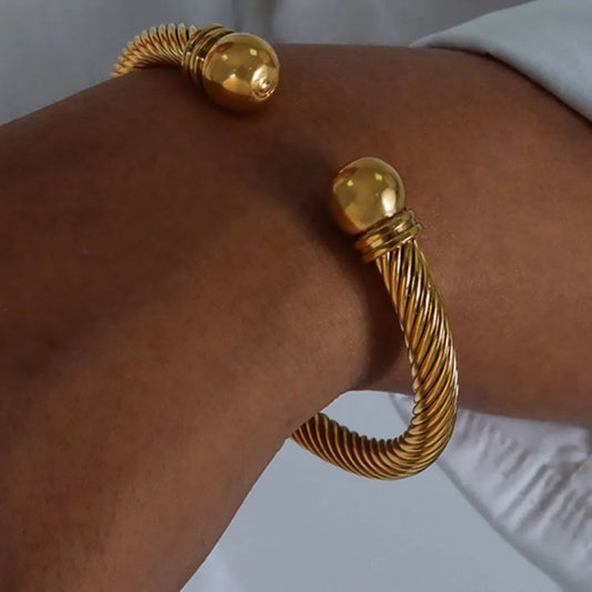 Stainless Steel Twisted Cable Cuff Bracelet