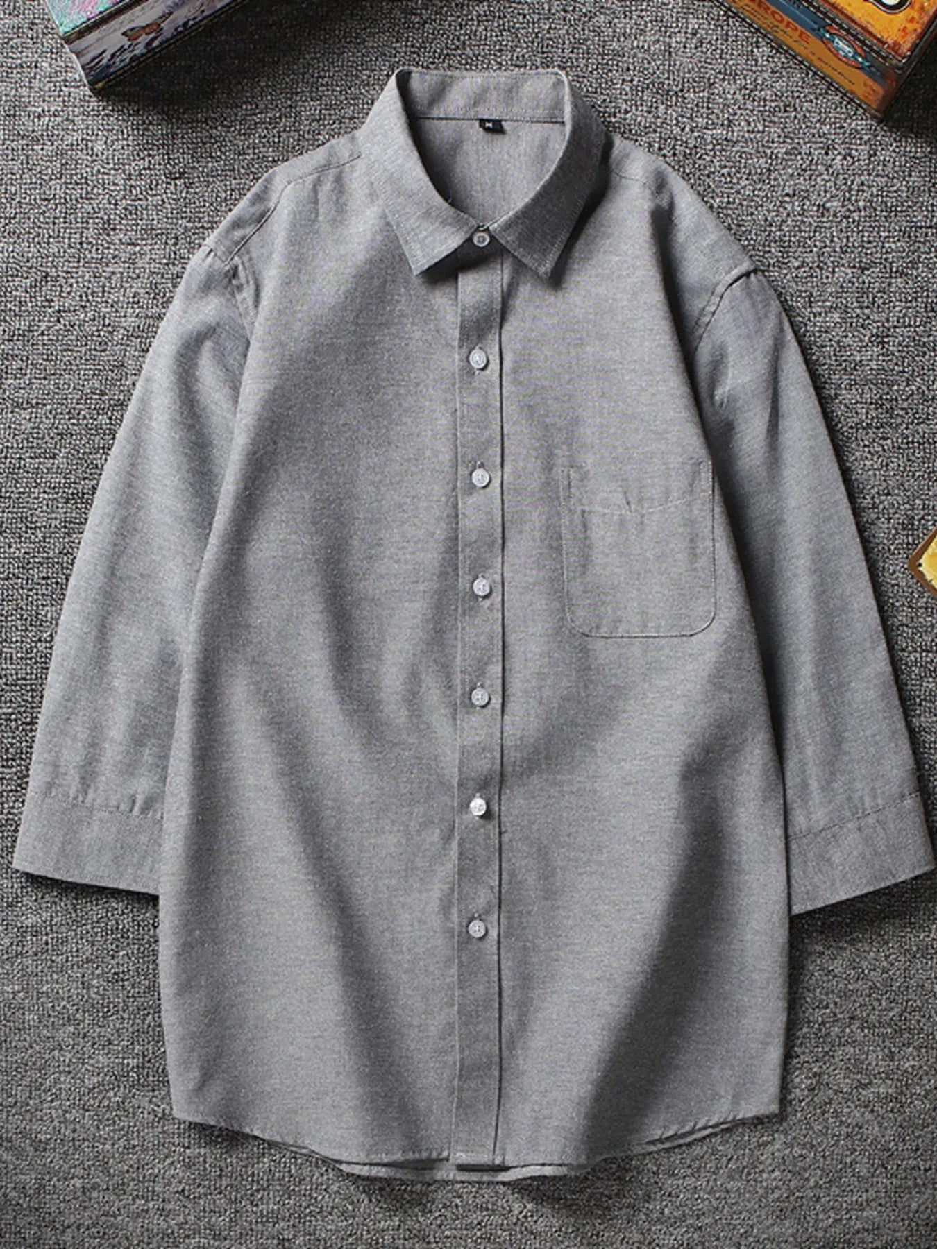 Men's Plus Size Casual Solid Color Button Up Shirt