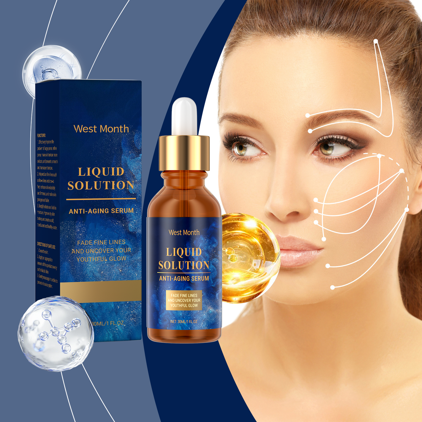 West&Month Firming Face Essence, Delicate Pores Hydrating And Repairing Moisture To Improve Roughness