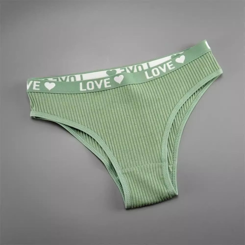 V-shaped Lady's Pure Cotton Ribbed Panties