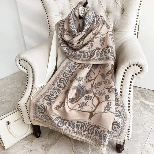 Printed Raw Hem Scarf