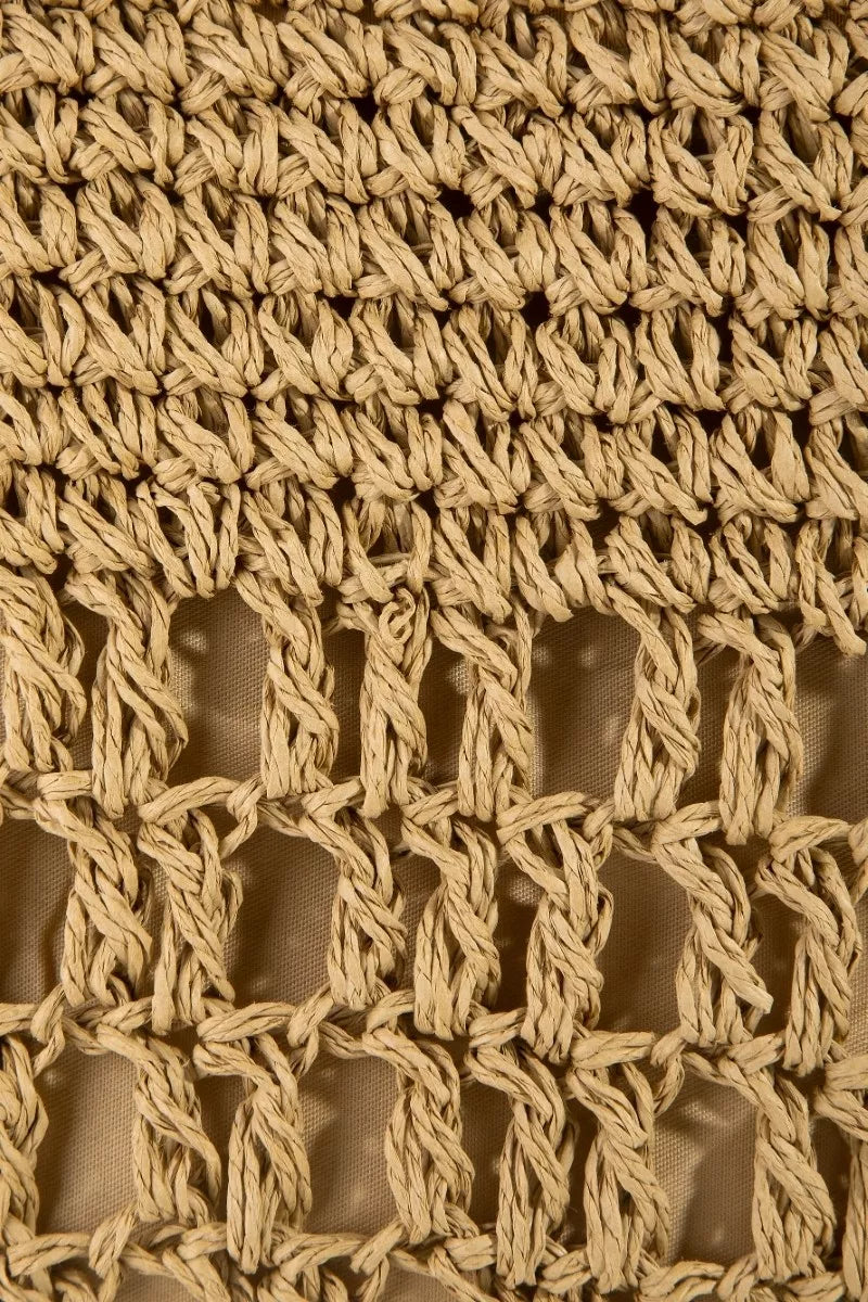 Fame Intricate Straw Braided Large Tote Bag