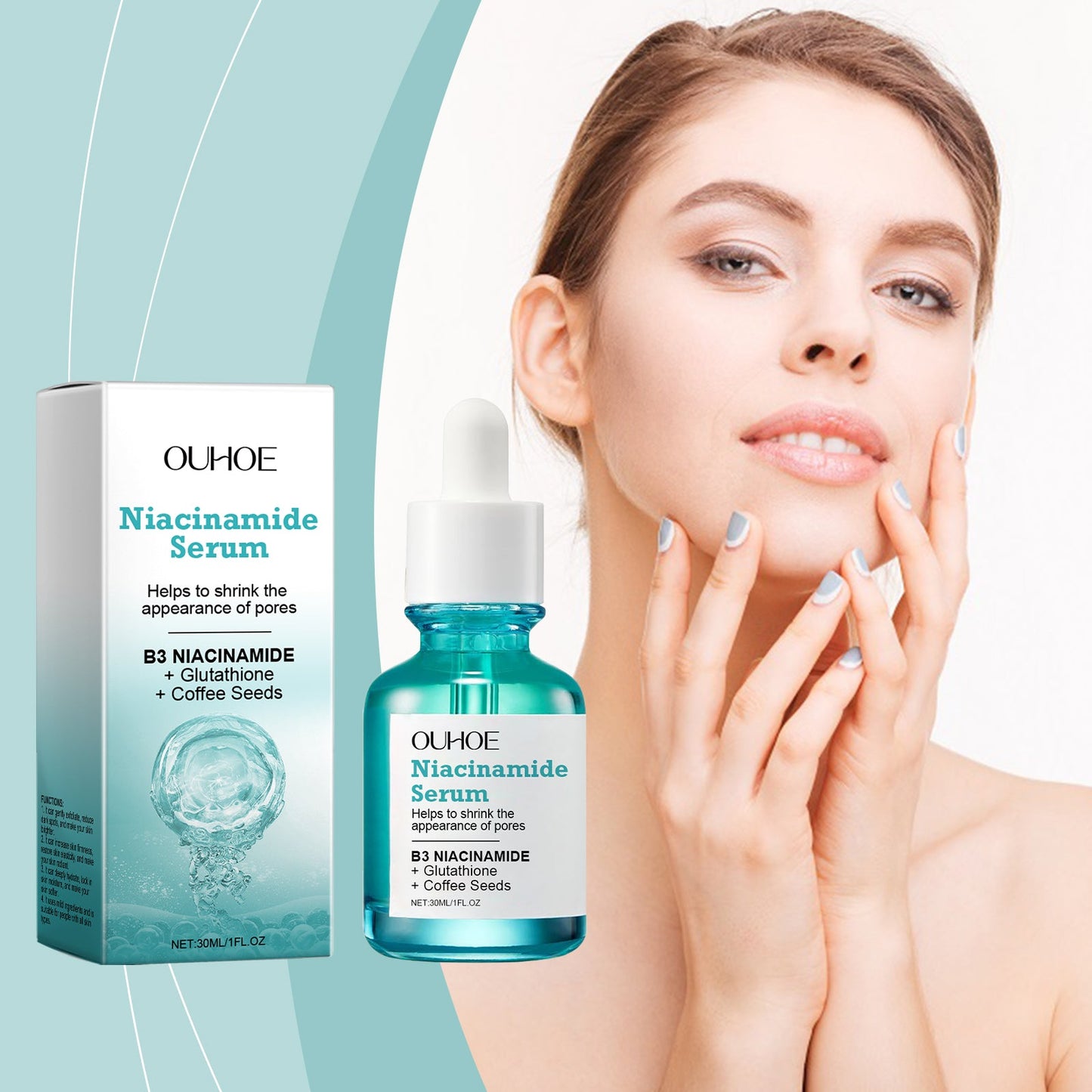 OUHOE Nicotinamide Brightening Serum, Gently Nourishing, Hydrating And Brightening Facial Skin Moisturizing And Skincare Essence