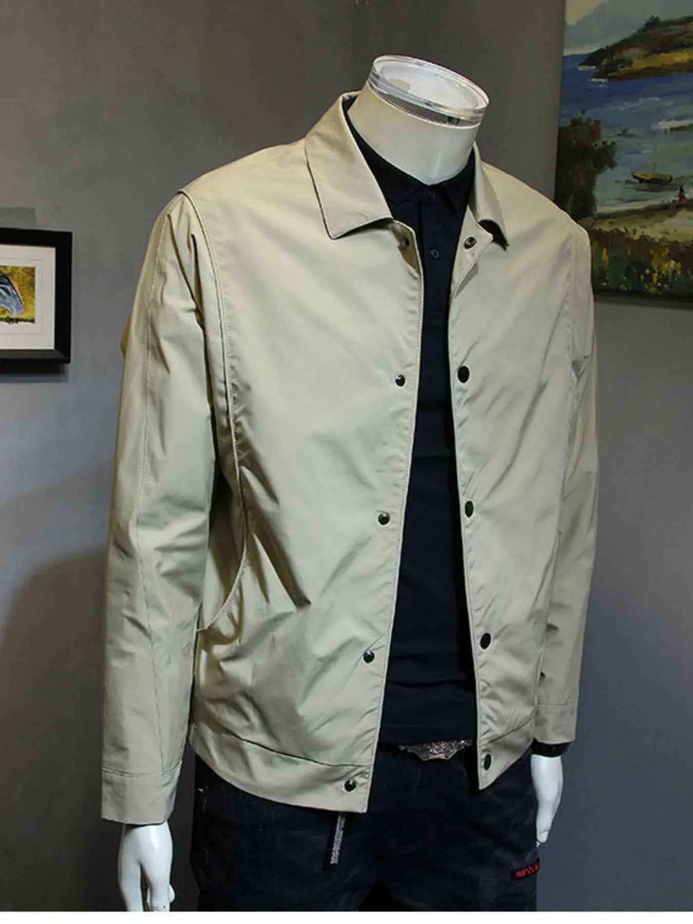 Men's Plus Size Snap Down Long Sleeve Jacket