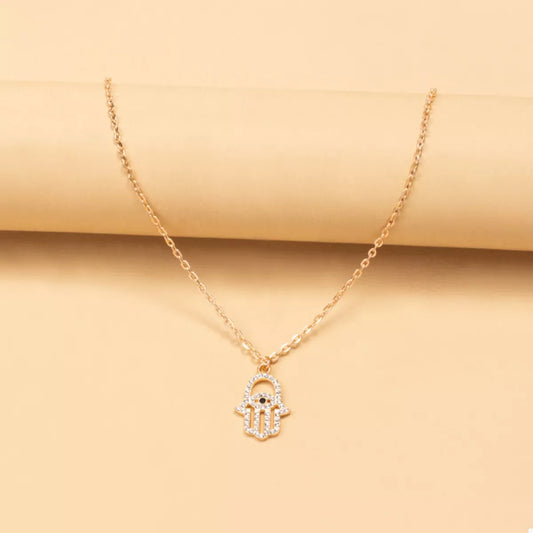 Zinc Alloy Rhinestone Evil Eye Necklace