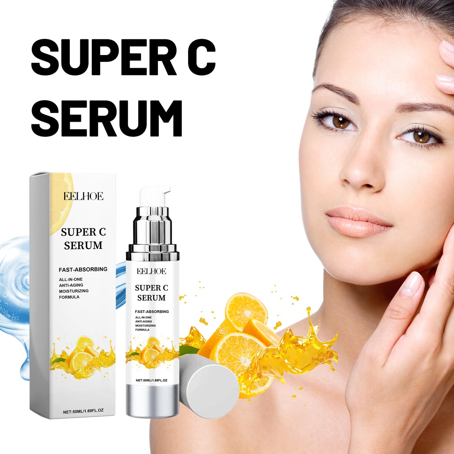 EELHOE Super C Serum, Refresh The White Skin Hydrating Moisture Soft Delicate Skin Essence