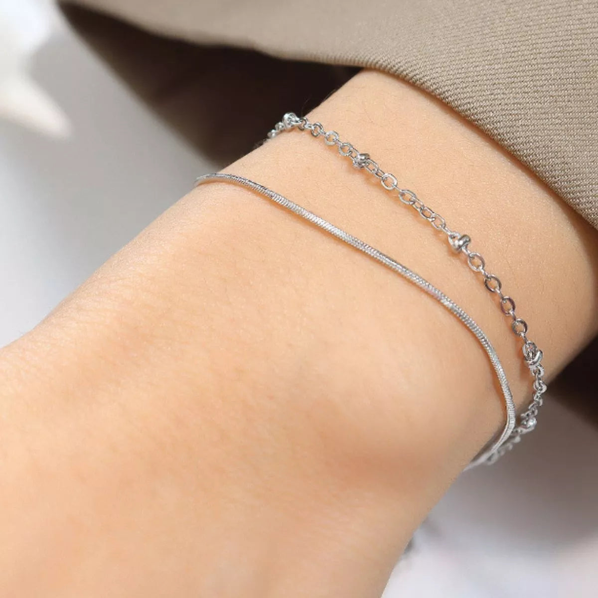 Titanium Steel Double Layered Bracelet