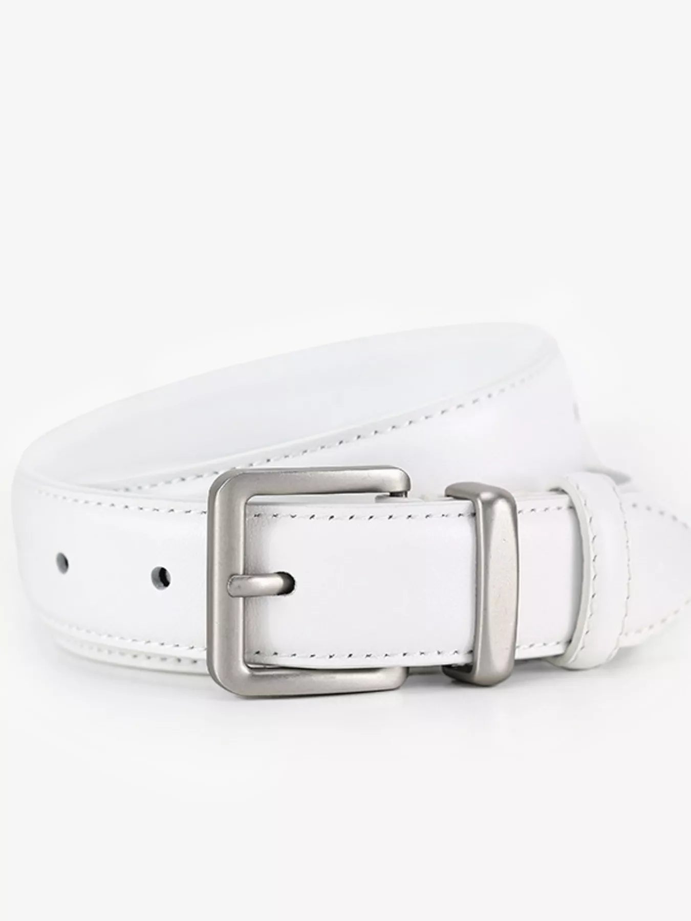 Classic Leather Belt with Silver Buckle