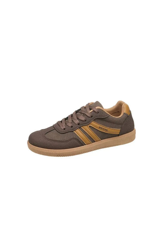 Contrast Round Toe Lace Up Sneakers
