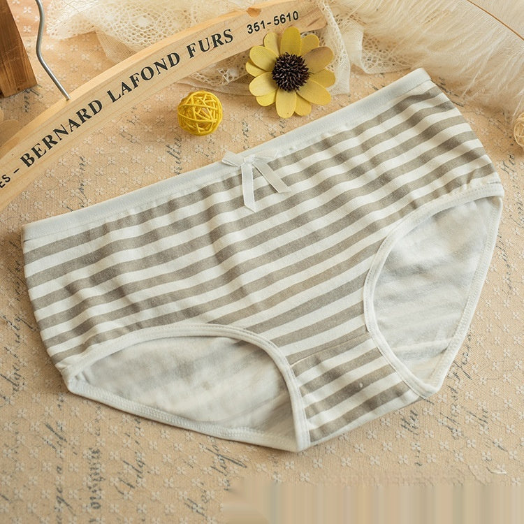 Striped Navy Style Bow Cute Women's Panties