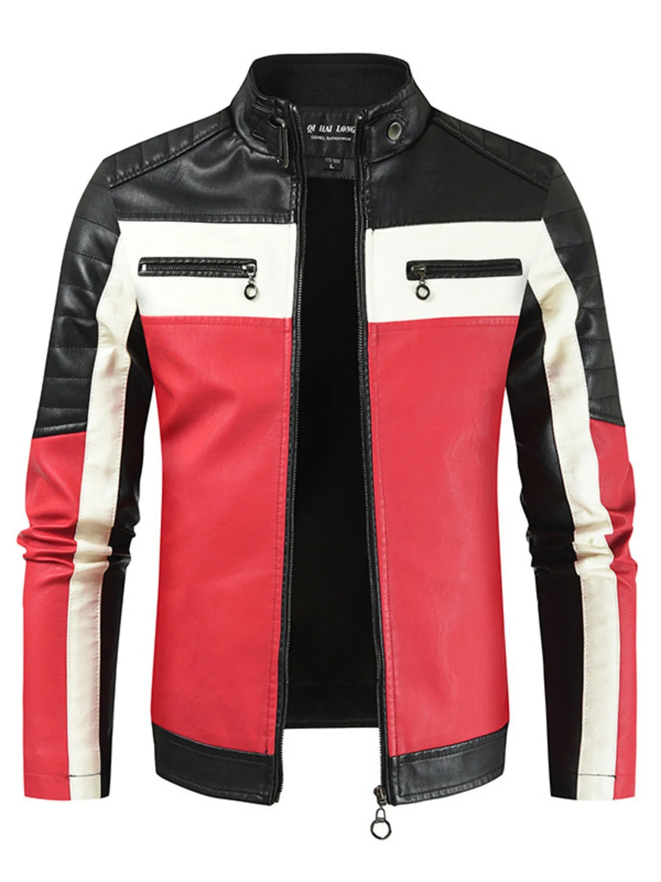 Men's Plus Size Contrast Zip Up Long Sleeve Jacket