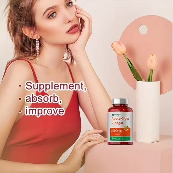 Apple Cider Vinegar Capsules 2400mg - 150 Capsules, Gluten-Free, Digestion & Weight Management Support