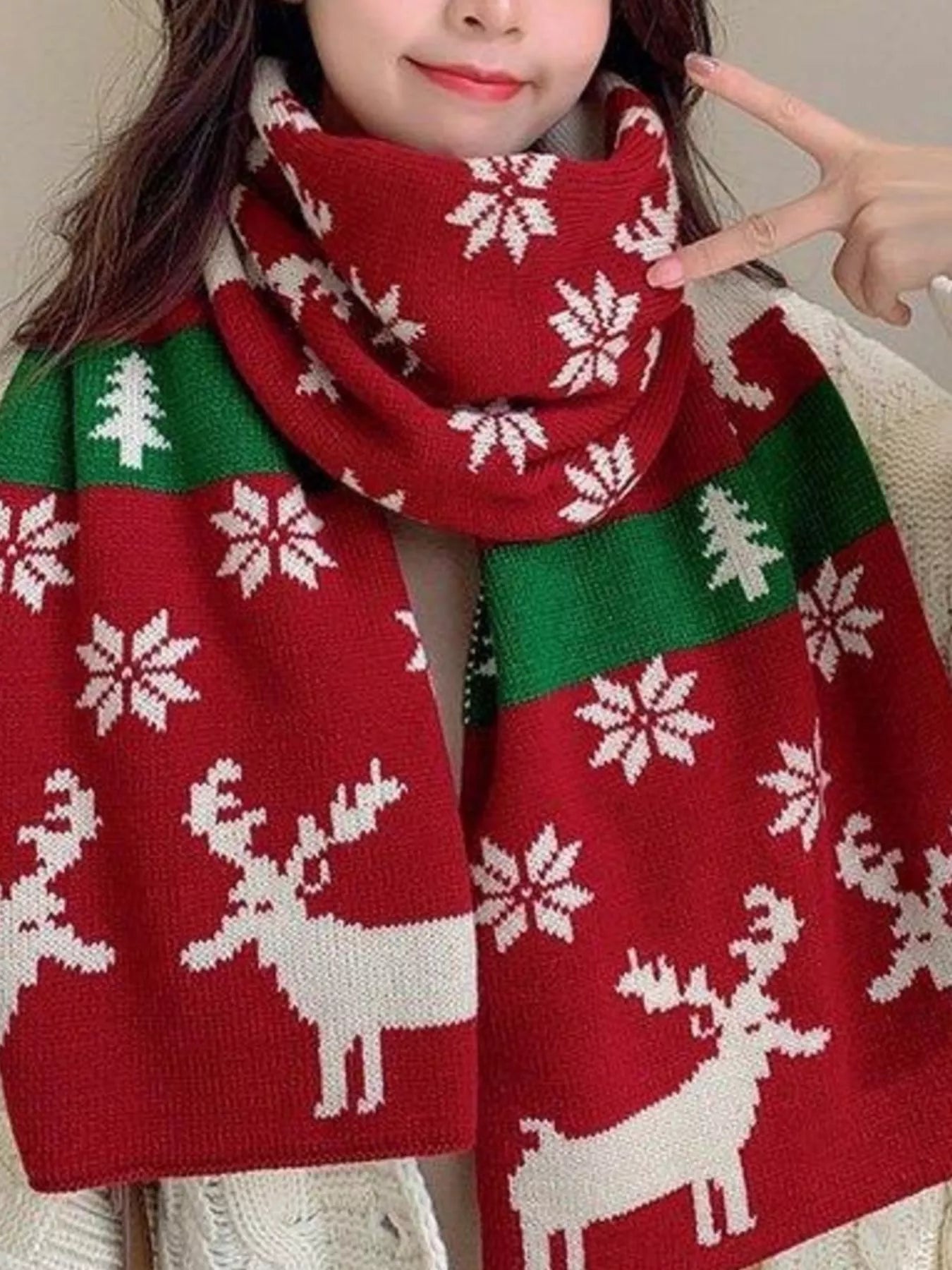 Christmas Reindeer Knitted Scarf
