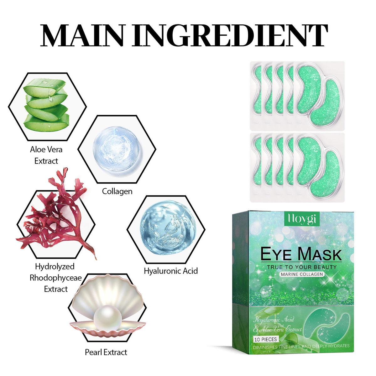 Hoygi Aloe Vera Eye Gel Patch Reduces Fine Lines Under Eyes, Dark Circles Under Eyes, Firming Eyes, Anti-Wrinkle And Moisturizing Eye Patch