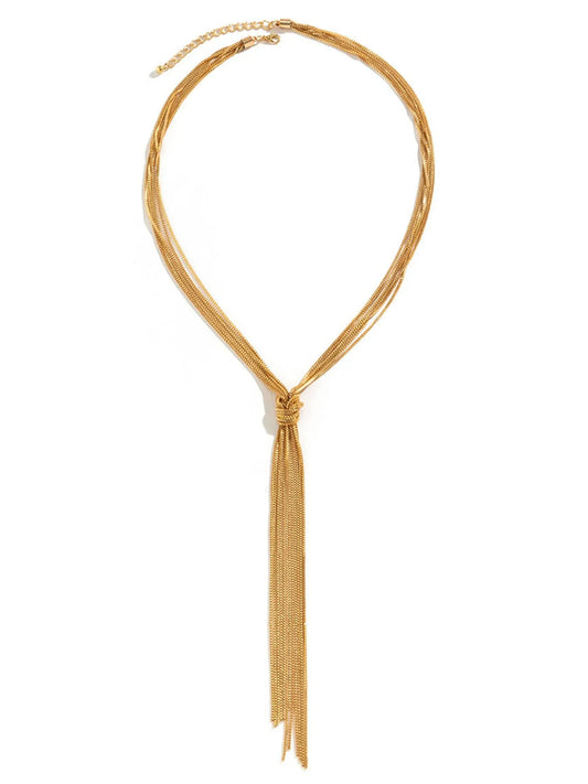 Twisted Knot ChainTassel Necklace
