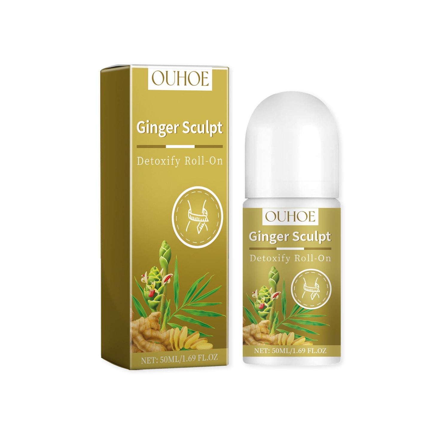 OUHOE Ginger Sculpt Detoxify Roll-On, Ball Body Massage Moisturizing Beauty Care Firming Body Contour Beauty Ball