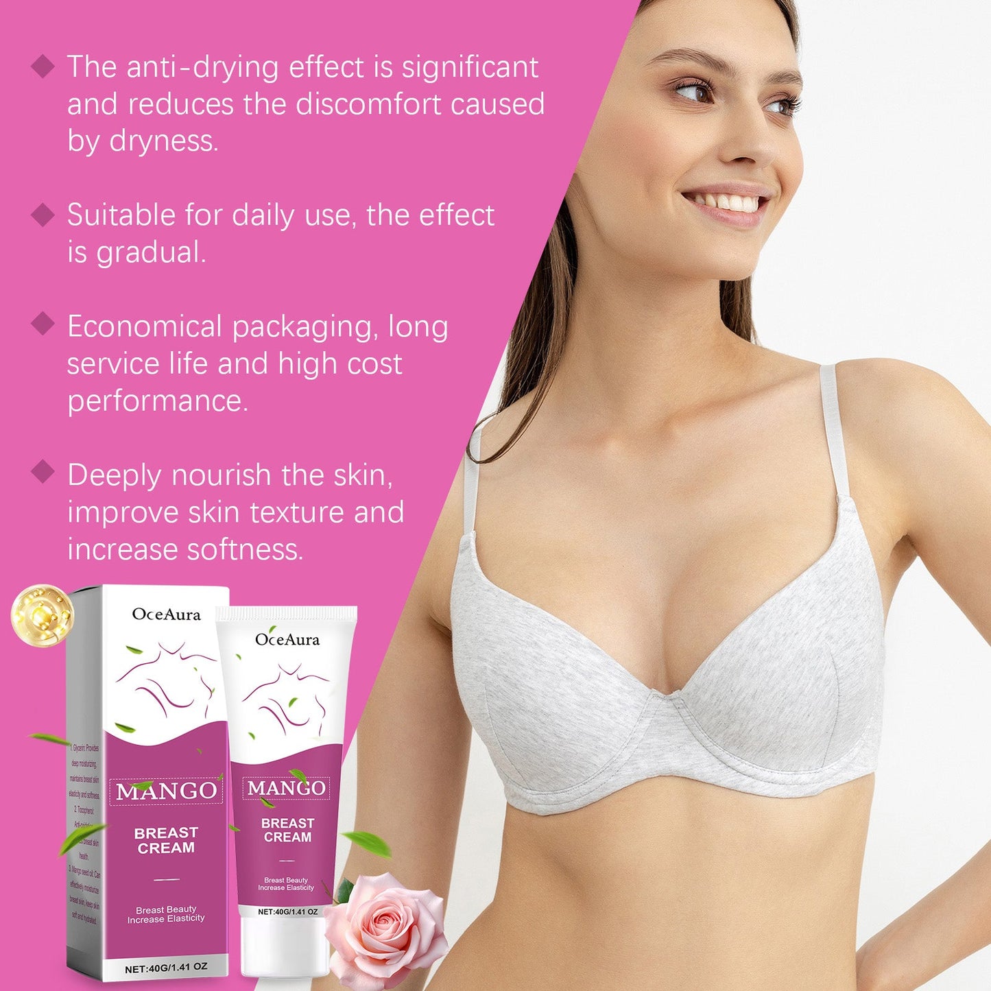 OceAura Breast Massage Cream Breast Skin Massage Nourishes Smooth Skin And Gently Protects Women's Beauty