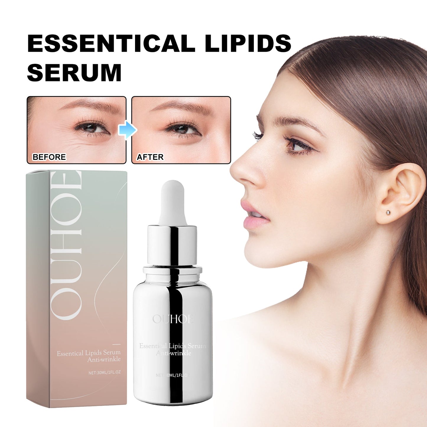 OUHOE Essentical Lipids Serum, The Face Tightens The Fine Lines Of The Eyes Of The Law Wrinkles The Skin Anti-Wrinkle And Anti-Aging