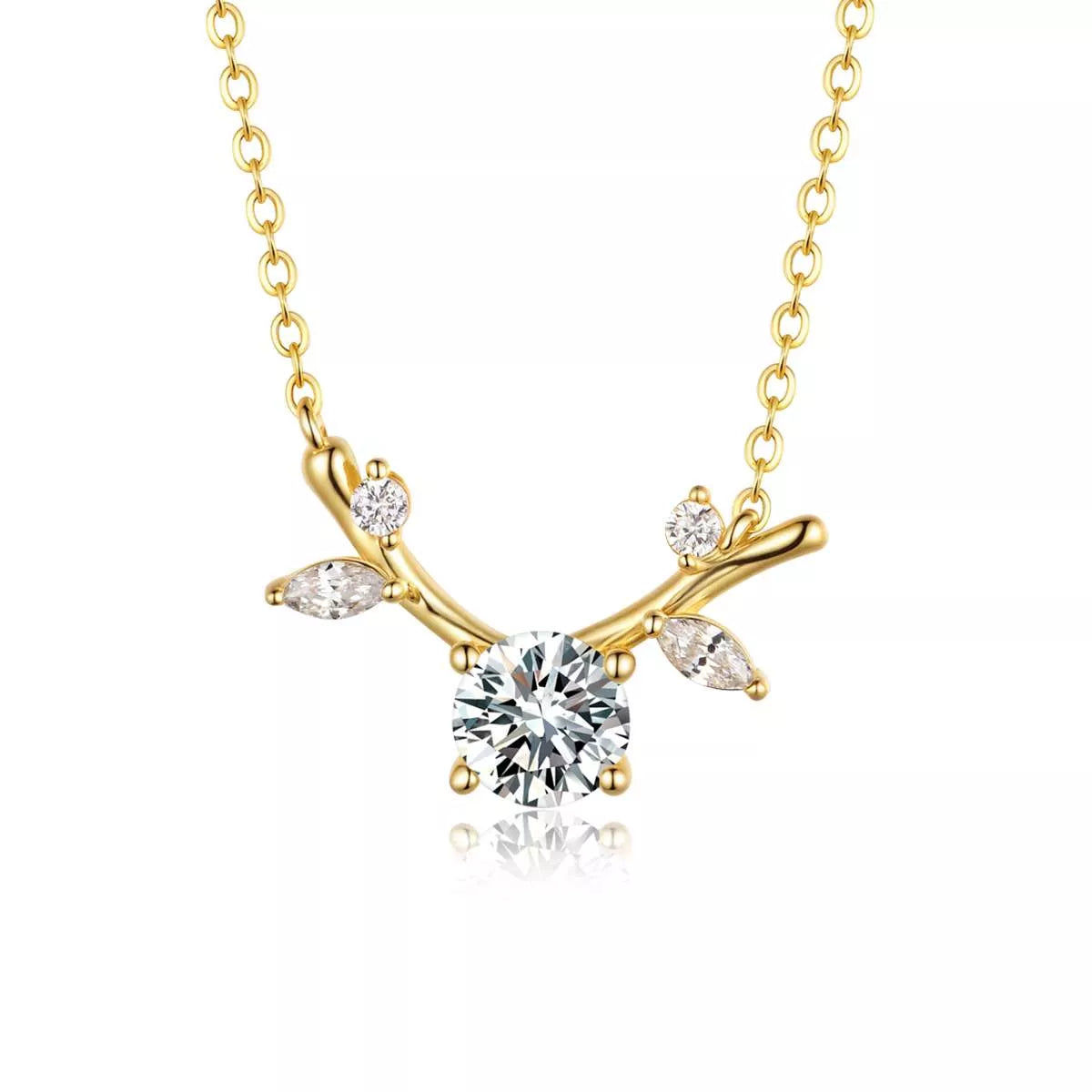 18K Gold-Plated 925 Sterling Silver Moissanite Necklace