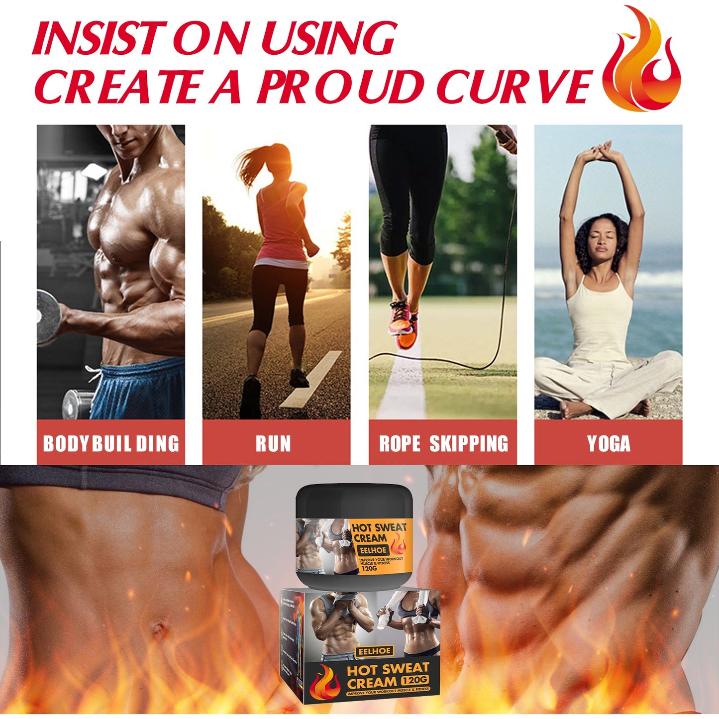 EELHOE Body Sculpting Abs Cream, Exercise Strengthen Muscles Fitness Body Sculpting Cream