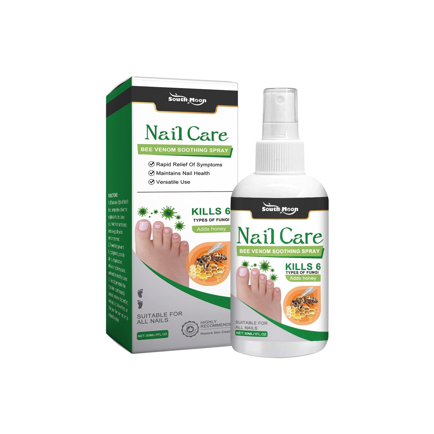 South Moon Nail Care Spray, Gentle Odor Relief Repair Nail Shine Essence Spray