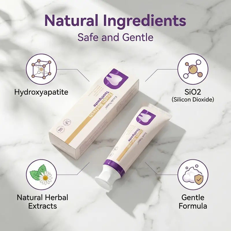 Kreain Nature Daily Oral Care Toothpaste, Hydroxyapatite Formula, Natural Ingredients, Sensitive Teeth Soothing Gentle Care, Whitening, Stain Repair & Elimination