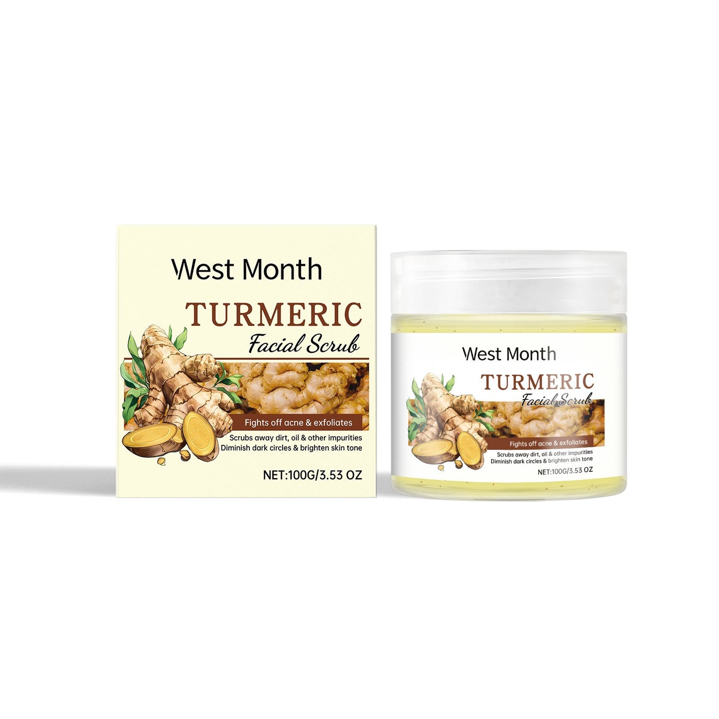 West&Month Facial Scrub, Gently Cleanses Facial Skin, Exfoliates, Moisturizes, Moisturizes And Brightened