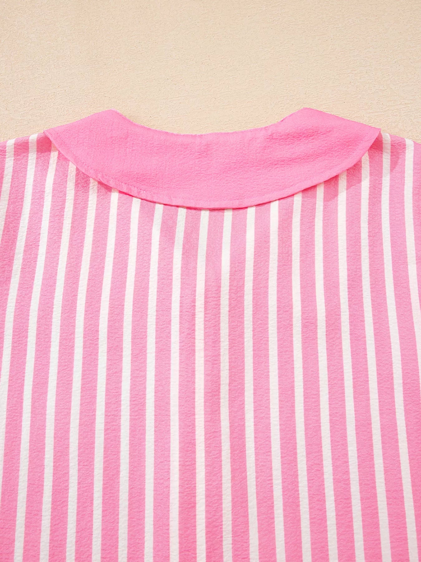 Stripe Buttoned Front Long Sleeve Top and Pants 2 Piece Sleepwear