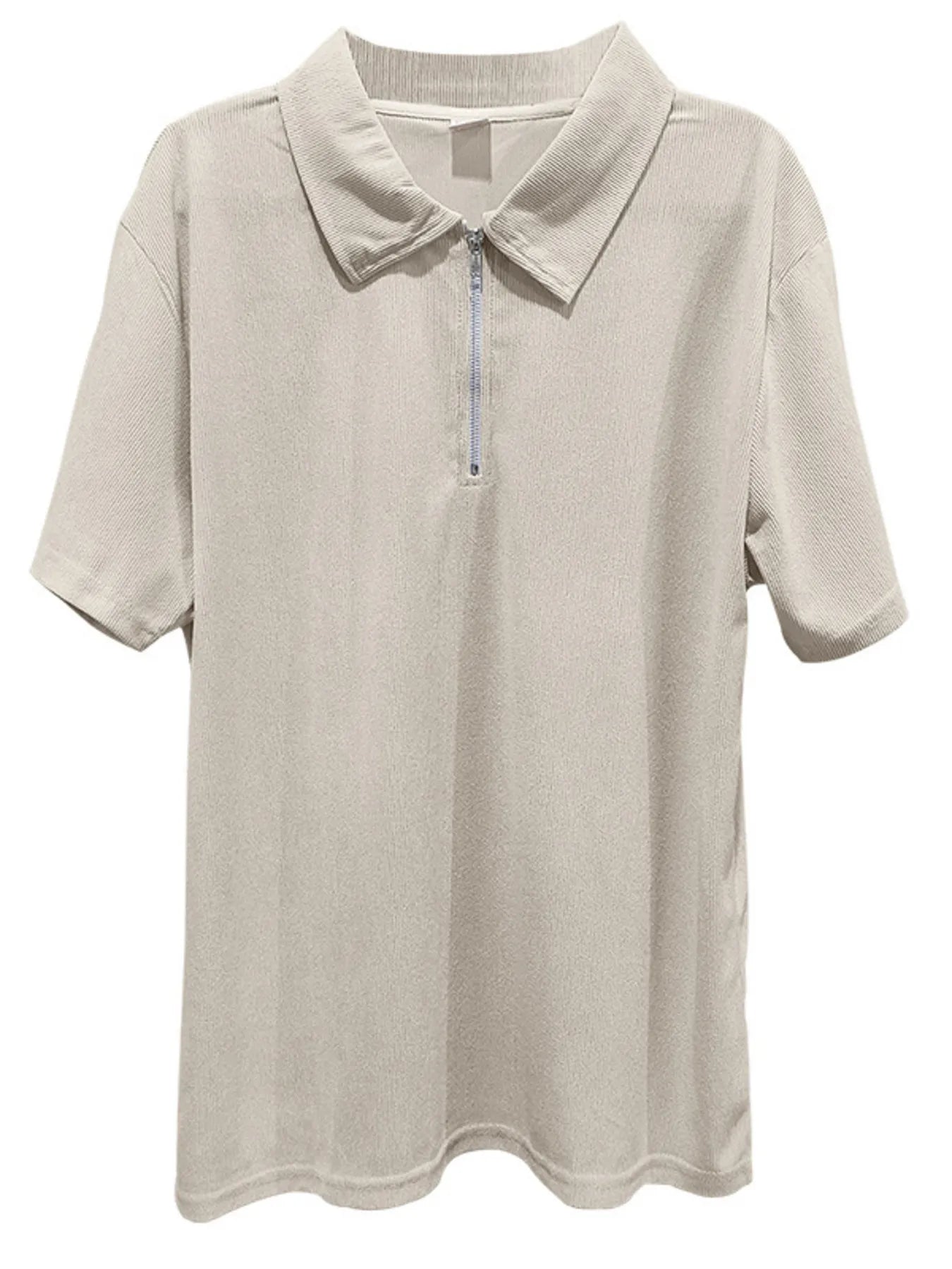 Men's Full Size Quarter Zip Short Sleeve Polo and Pants Set Plus Size