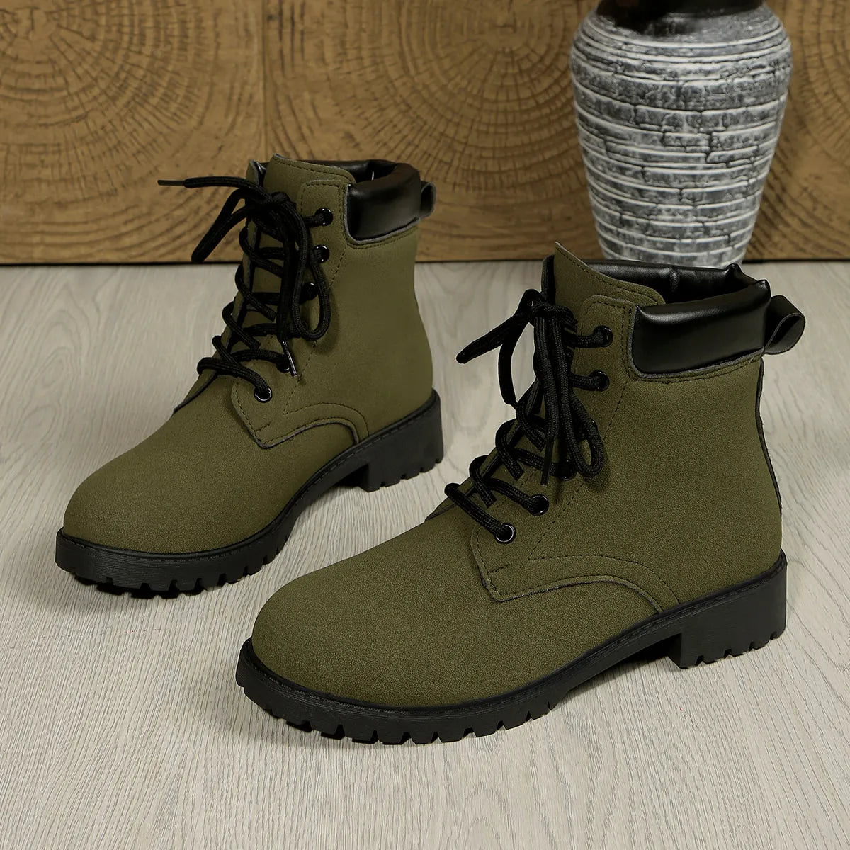 Lace Up Block Heel Boots