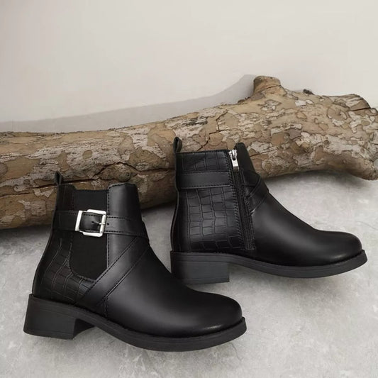 Round Toe Block Heels Boots