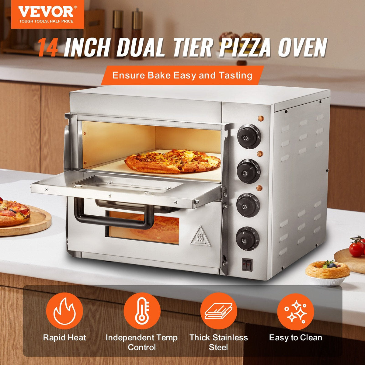Commercial Countertop Pizza Oven Electric Pizza Oven For 14' Pizza Indoor