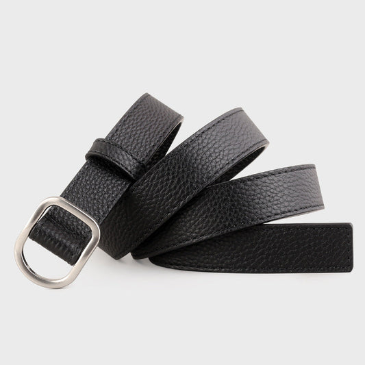 Leather Belt with Silver Buckle