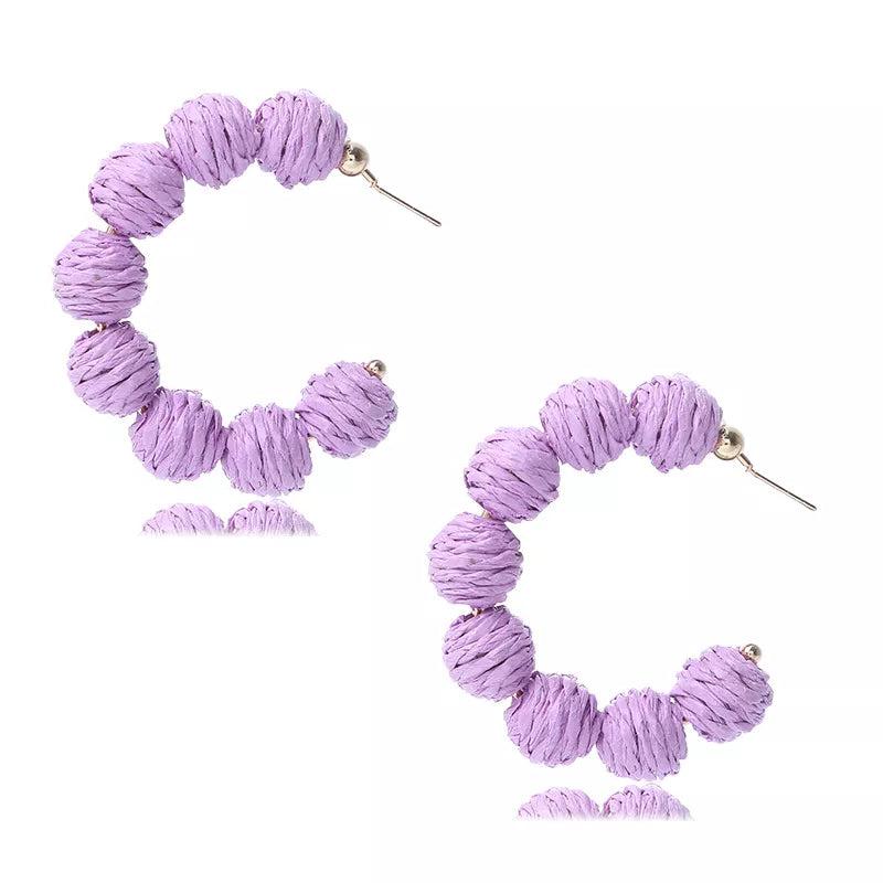 Raffia Grass C-Hoop Earrings