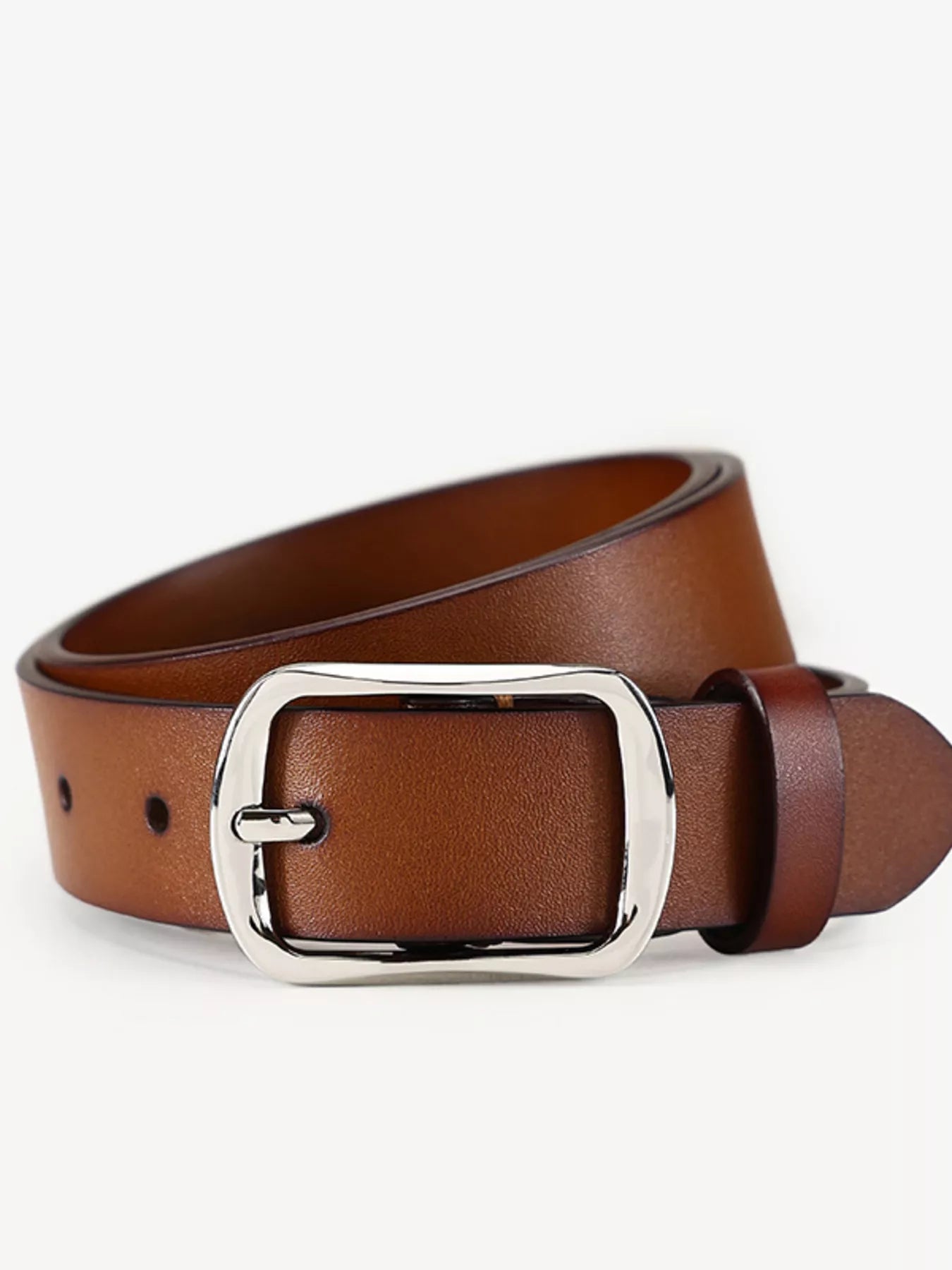 Classic Square Buckle Leather Belt