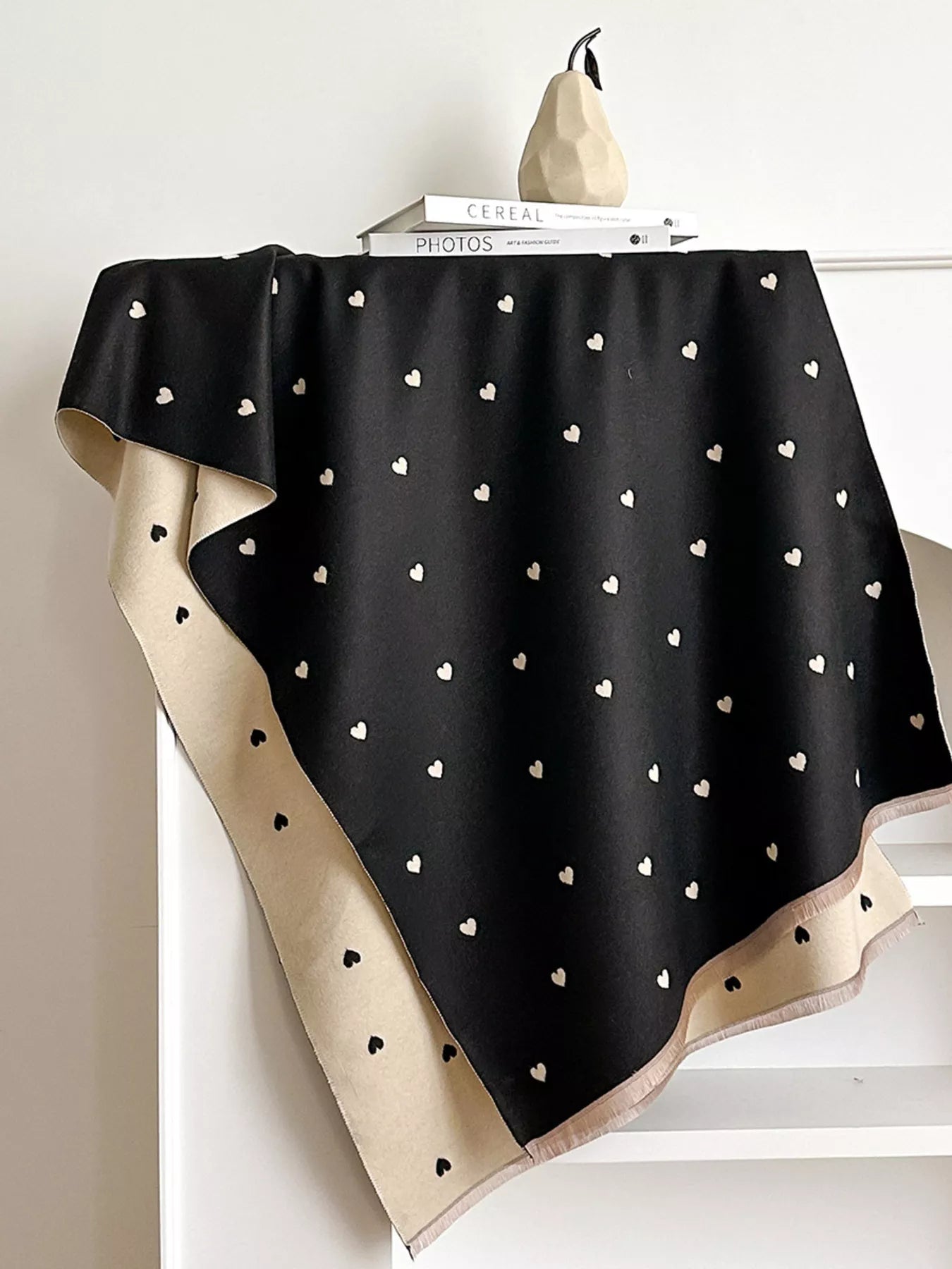 Heart Raw Hem Scarf