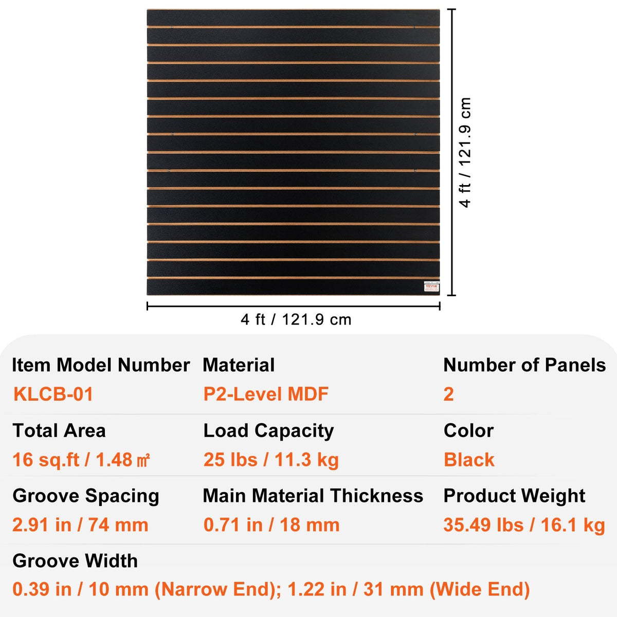VEVOR Slatwall Panels, 4 Ft X 2 Ft Black Garage Wall Panels , Heavy Duty Garage Wall Organizer Panels Display For Retail Store, Garage Wall, And Craft Storage Organization