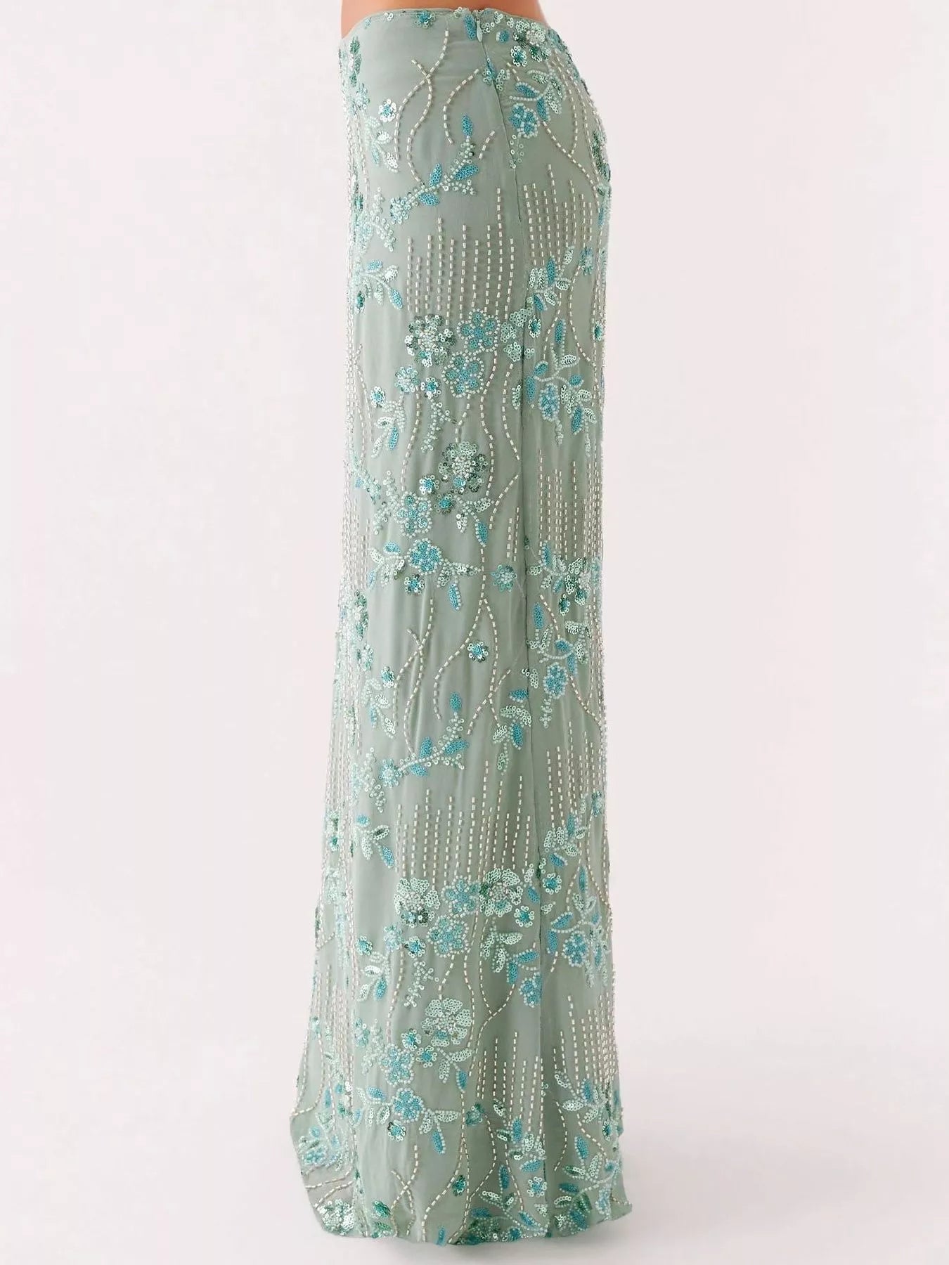 Embroidered Sequin Maxi Skirt