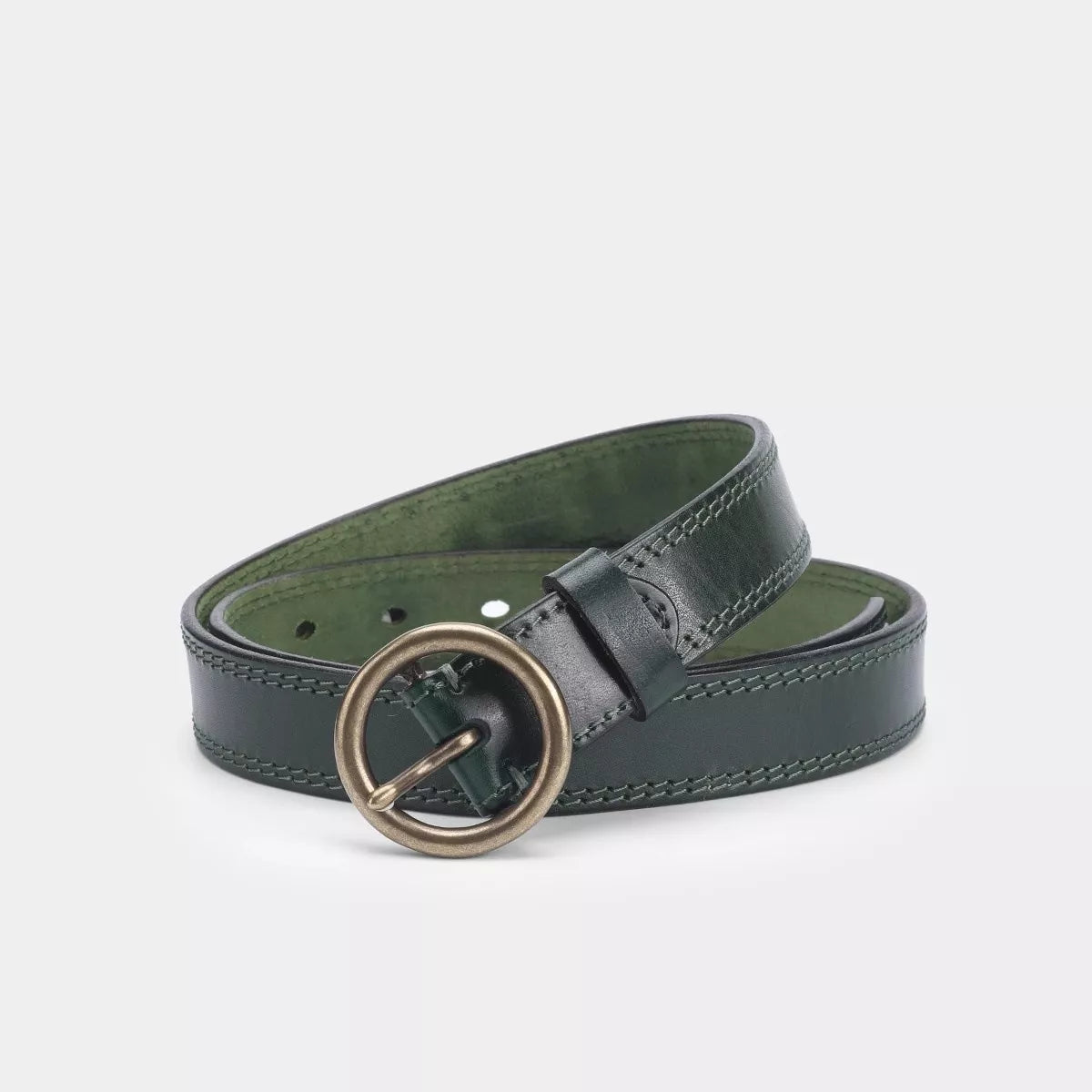 Round Buckle Leather Belt