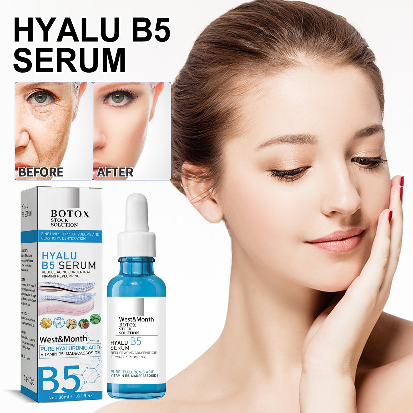 West&Month B5 Facial Essence, Lightening Spot Soft Skin Anti-aging Moisturizing Essence