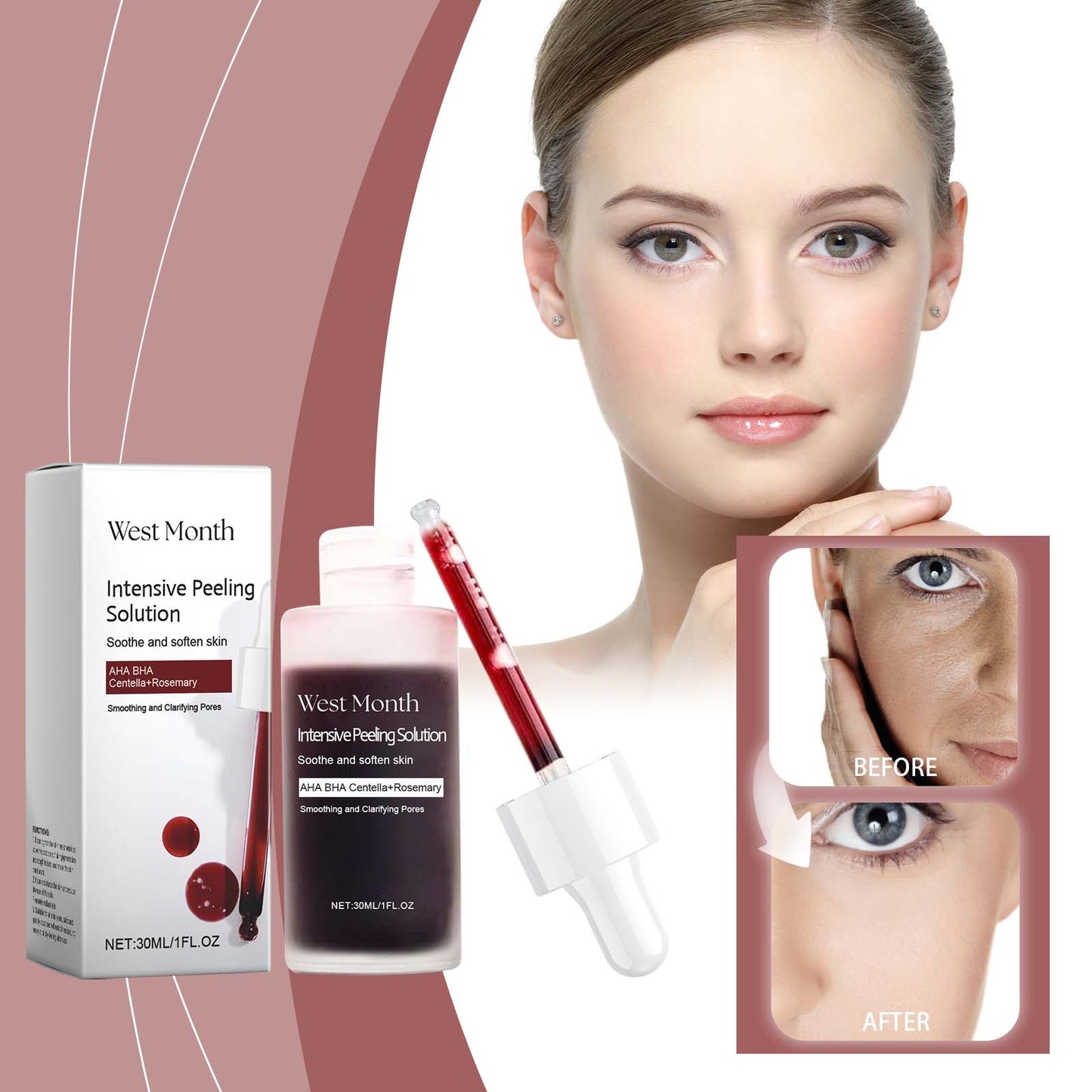West&Month Exfoliating And Brightening Serum, Moisturizing, Cleansing, Hydrating And Brightening Facial