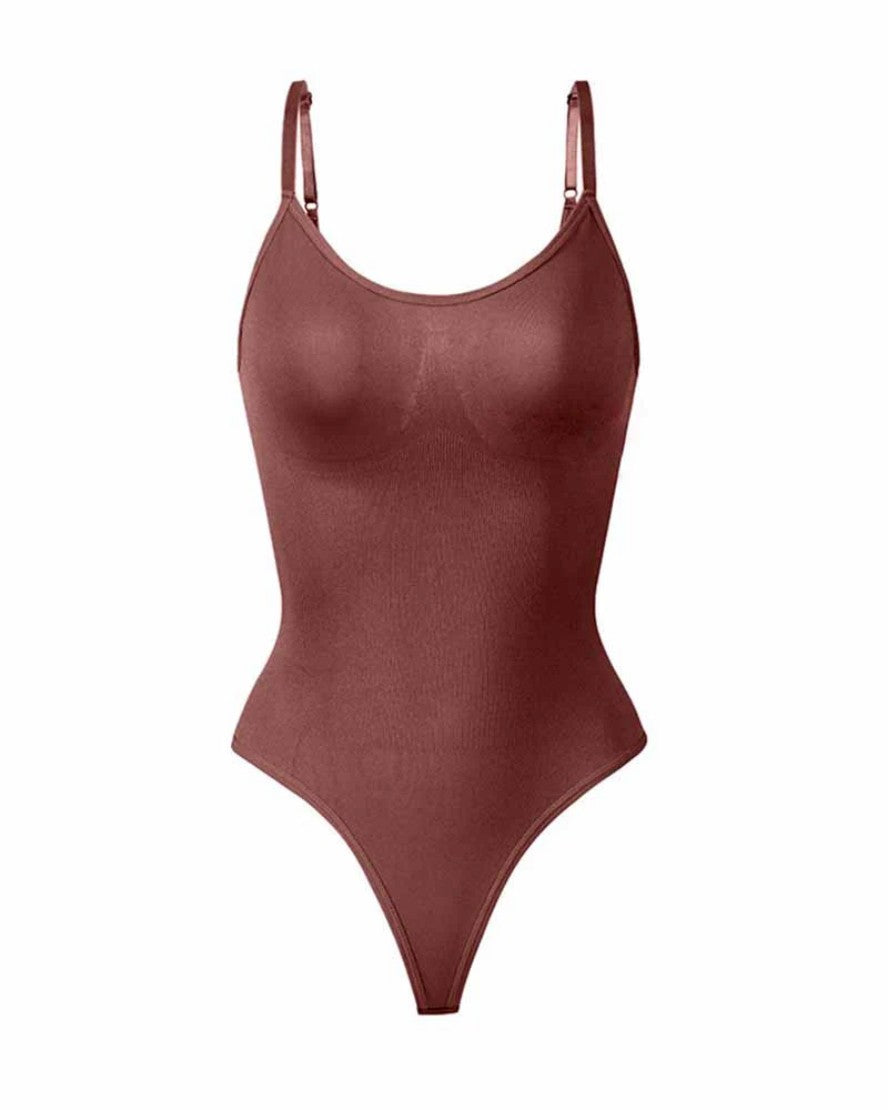 Seamless Tummy Control Round Neck Thong Tank Top Body Shaper Bodysuits